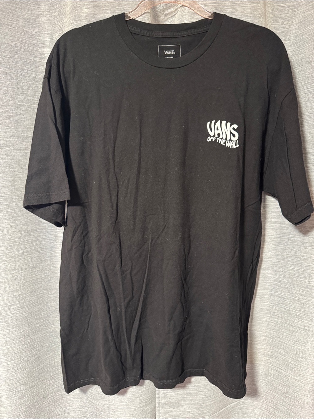 Vans Black Short Sleeve Tee with White 'Off The Wall' Chest Logo